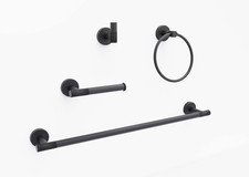 Marmolux 4-Piece Bathroom Hardware Set - Matte Black Knurled Stainless Steel ...