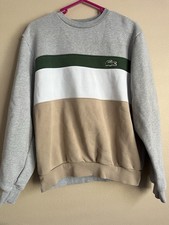 Lacoste Men  s Classic Fit Colorblock Crew Neck Knit Pullover Sweater M Gray