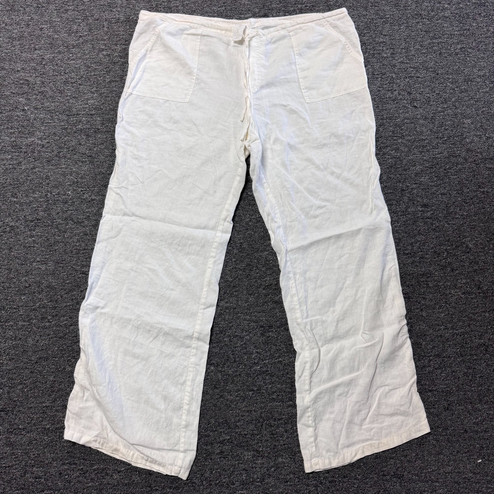London Jean Love Linen Anthropologie Lagenlook Coastal Pants Womens Sz 16 White