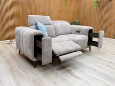 Furniture Village 'Elphaba' 2 Seater Sofa Manhattan Nutmeg Linen Power Recliner