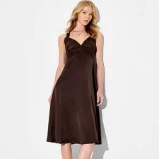 Women Satin Lingerie Low Back Midi Dress - Wild Fable Brown XL