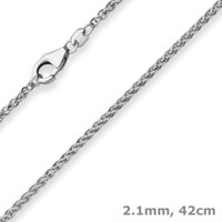 2,1Mm Zopfkette Silberkette Collier Halskette Aus 925 Silber Rhodiniert 42Cm