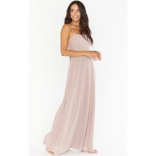 Show Me Your Mumu Lauren Tie Maxi Dress Soft Beige Size Medium