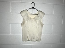 Vintage Shadowline Cream Lace Trimmed Tank Top