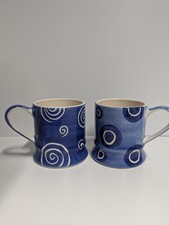 Whittard of Chelsea Tee Clipper blau weiß Becher X2 handbemalt Swirl Tee Kaffee