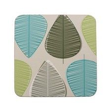 Set of 4 Cork Backed Green Leaf Design Coasters Tableware Coffee Cup Mug Mats