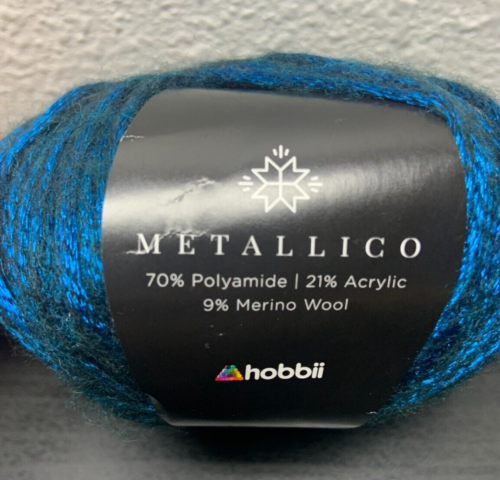 (Lotto di 3) Hobbii Metallico Filato Poliammide Acrilico Lana Merino, #09 Blu Notte - Foto 2 di 5