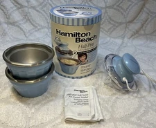 Hamilton Beach Half Pint Ice Cream Maker Blue 2 Freezer Bowls W/ Recipes 68550E