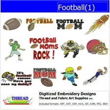 Embroidery Design Set - Football(1) - 12 Designs - 9 Formats - USB Stick