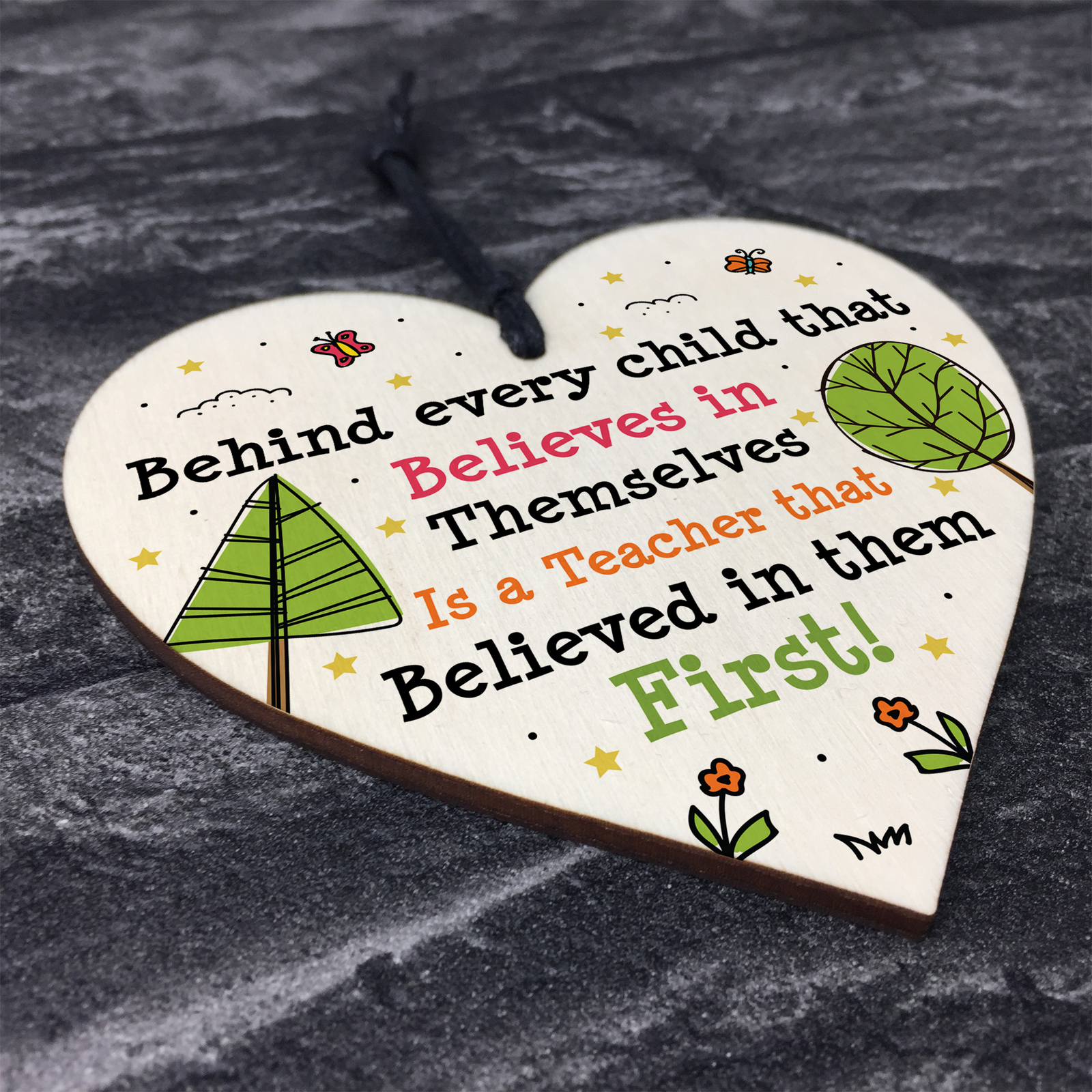 Gift For Teacher Wooden Heart Handmade Thank You Leaving School Nursery ...