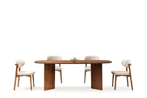 Groupe à manger coin repas salle à manger table à manger chaises marron ensemble 7 pièces classiqueе - Photo 1/6