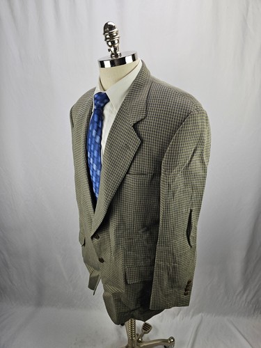 Samuelsohn Men's Beige Check Wool Blazer Jacket 42R - Picture 3 of 9
