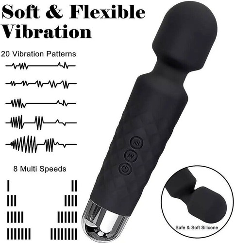 Masajeador de mano 20 velocidades varita masaje vibratorio mágico motor de terapia de cuerpo completo - Imagen 2 de 9