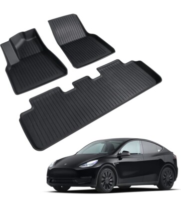 Floor Mats Liners for 2021-2023 Tesla Model Y 5-Seat  All Weather TPE Liners Set