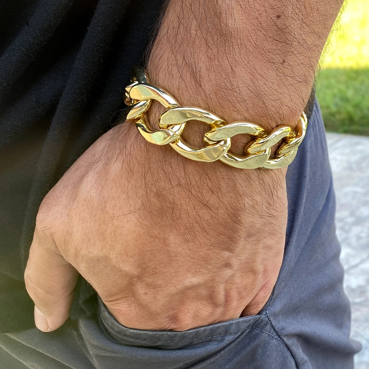 Men's 14K Gold Cuban Link Chain Bracelet