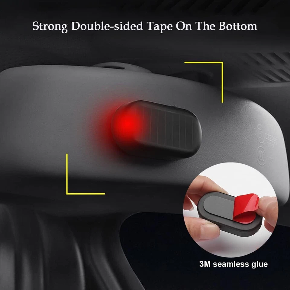 Advertencia de alarma de coche flash solar luz LED falso sistema de seguridad antirrobo Signa Foto 3 de 4