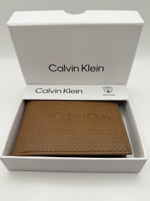 Calvin Klein Men's Tan Leather Slim Bifold RFID Wallet  NWT $45