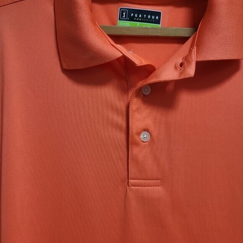 PGA Tour Pro Series Men's Small Short Sleeve Bright Orange Golf Polo Shirt NWT - Picture 2 of 8