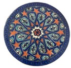 Handmade Turkish Traditional Ceramic Pottery Plate 7" Blue & Red