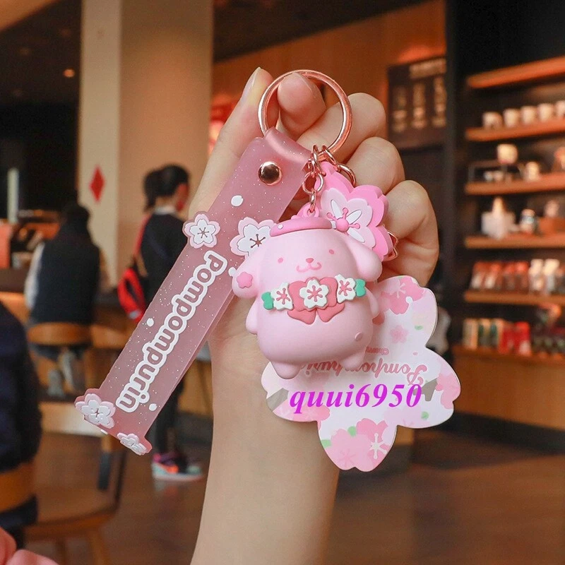 Pink Love Heart Cartoon Kawaii Movie Figure Key Chain Charms Pendant Girls  Bag Decoration Cute Keychain Accessories Gifts