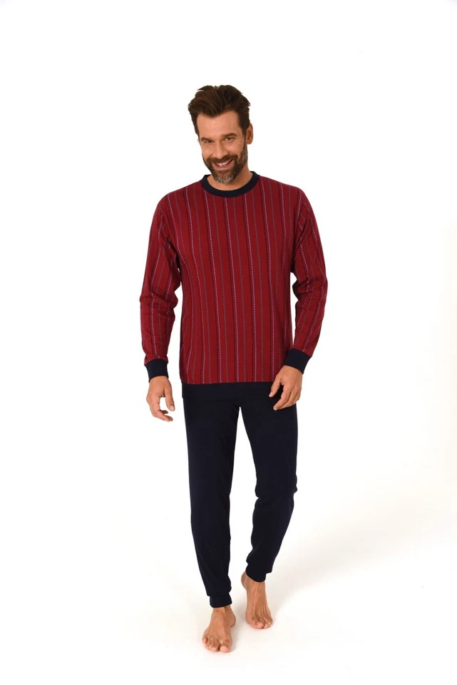 Neu Herren/Männer Schlafanzug/PYJAMA Rot/Blau Baumwolle 100%  Punkte 0713 - Bild 3 von 4