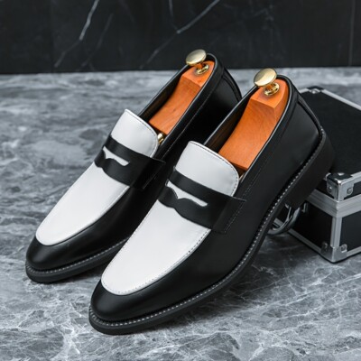 Men Trendy Business Penny Loafers Wear-resistant Slip On Semi