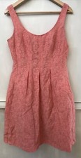 Nine West Sleeveless Textured Coral Dress Pockets Size 10