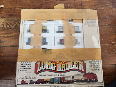 Long Hauler N scale model train set, power supply, track, extra cars