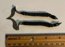 Ribbon Tail Worms 4" inch rib Soft Plastic Worm Black Smoke  50ct