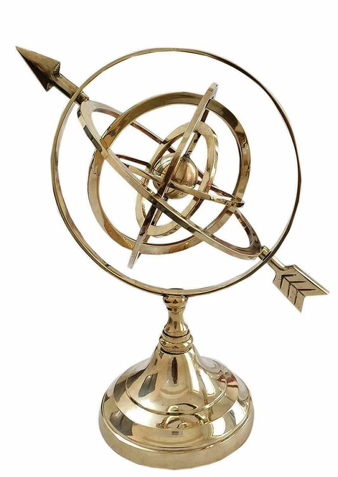 Vintage Aluminium Nautical Brass Armillary Sphere Astrolabe Marine Decoration - Image 2 of 2