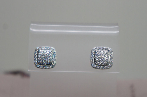 David Yurman 925 Silver 585 Gold Petite ALBION Diamond Pave' Earrings DY Pouch
