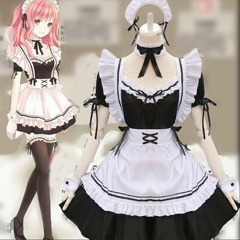 Ladies French Maid Costume Cute Lolita Womens Anime Cosplay Party