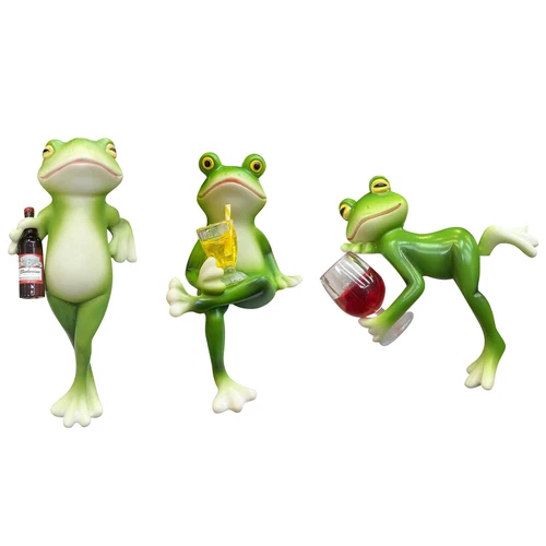 Funny Drinking Frog Statue Flower Pot Hugger Resin Hanging Frog Ornaments Decor - Bild 7 von 20