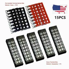 5 sets 600V 15A Dual Row 8 Position Screws Terminal Electric Barrier Strip Block