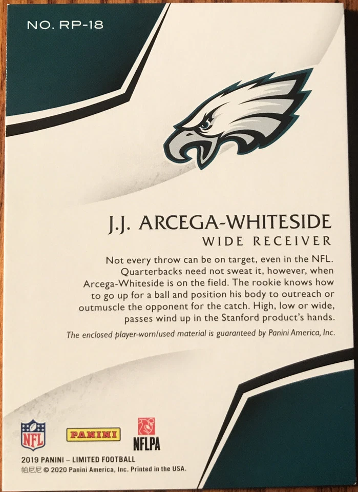 2019 Limited Rookie Phenoms Jerseys J.J. Arcega-Whiteside #RP-18 #’d 23/49 - Image 2 of 2