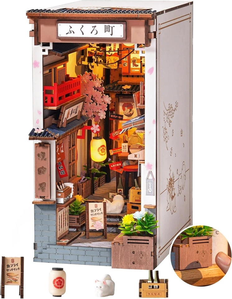 Rolife DIY Book Nook Sakura Wine Alley Wooden Bookshelf Miniatures Kit Xmas Gift - image 3 of 4