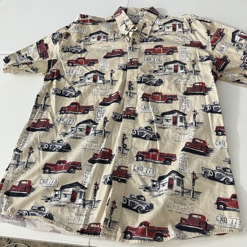 Boca Classics Hawaiian Style Mens L Large Shirt Vintage Trucks Florida Plates - Picture 2 of 6