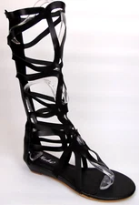NEW!  Mobi Gladiator Sandals Summer Women's Open Toe Zipper, Size 9.0 M, Black