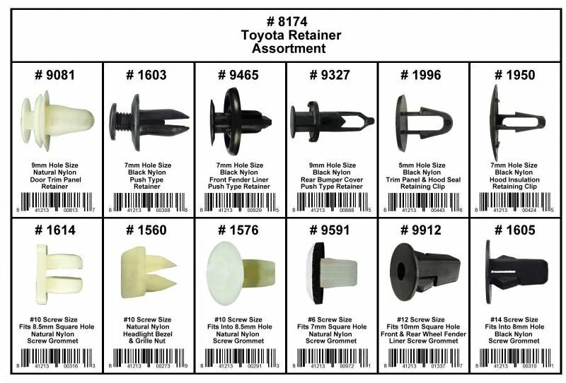 Sujetador de retención de carrocería con clip de parachoques para capó de puerta de guardabarros 146 piezas para Toyota Lexus Foto 4 de 4