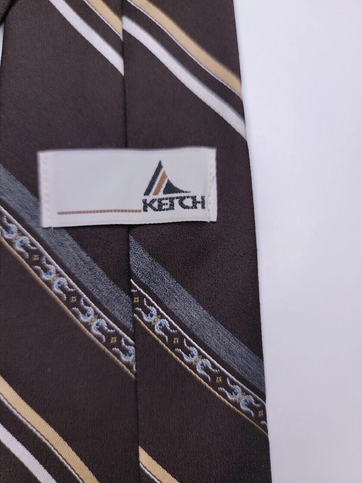 Corbata formal para hombre Ketch 17"Lx3,5"W corbata de cuello marrón Foto 3 de 4