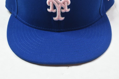 New Era New York Mets Hat Mens 7 1/2 Blue Pink Fitted 59Fifty MLB - 第 3/7 張圖片