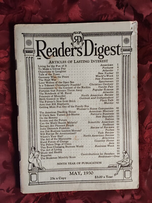 Readers Digest May 1930 Albert Jay Nock Clarence Darrow Lewis Mumford B C Forbes