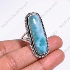 Beautiful Larimar 925 Sterling Silver Ring, Handmade Ring, Gemstone Ring