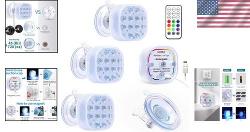 4-Pack Rechargeable Waterproof LED Pool Lights, 16 Colors with Remote Control - 第 2/10 張圖片