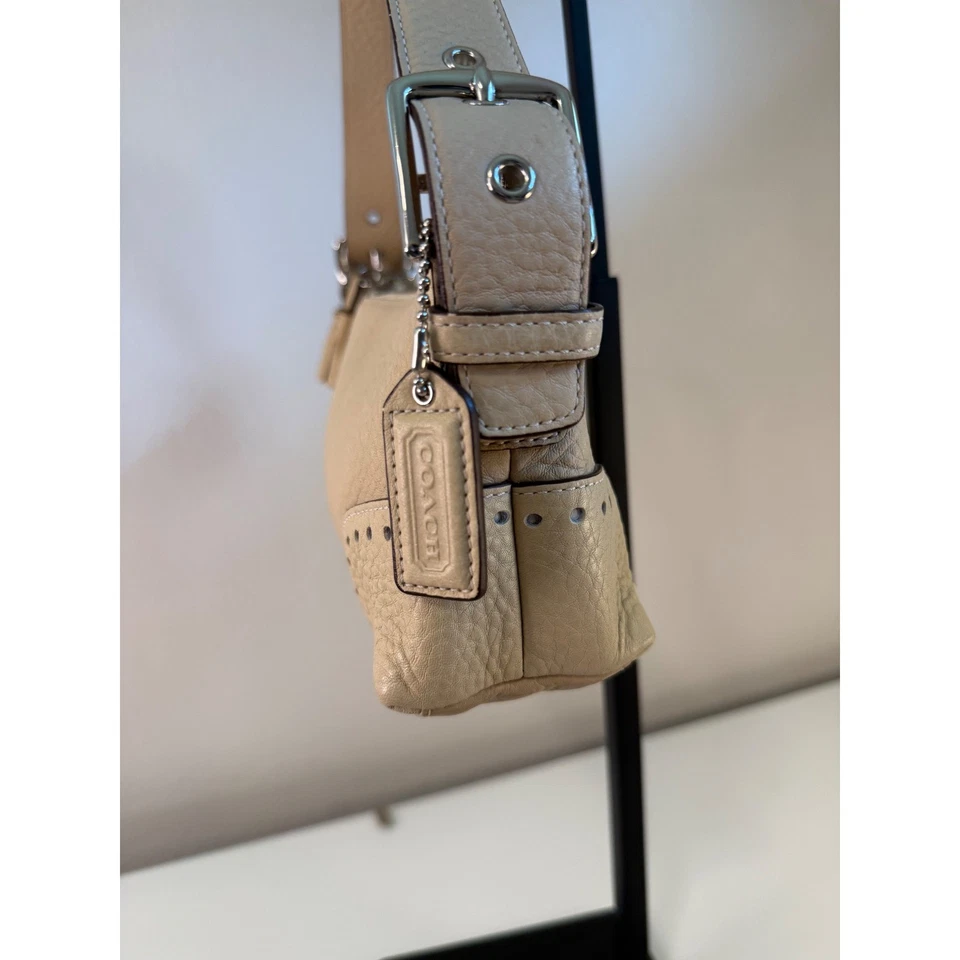 Bolso Baguette Coach Hamilton Cuero Guijarro Crema Mini Hombro J05S-5052 Y2K Foto 4 de 4