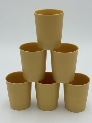 Set (6) Vintage Tupperware 1251 Harvest Gold Tumbler Juice Cup 6oz Kids Clean