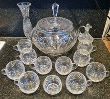 Kristall Bowle Set mit Gläsern, Schälchen, Karaffe und Vase