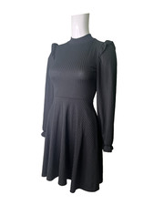 I Saw It First Fit & Flare Dress Size 4 Black Ribbed Womens NEW EU 32 RRP £30