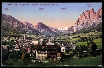 AK Cortina d'Ampezzo /Tyrol, Panorama, Col Rosa, Seekofel and Tofana