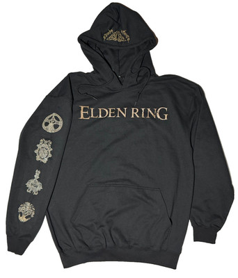Elden Ring Hoodie Mens LG Black Tarnished Video Game Cloak Sweatshirt Promo HTF